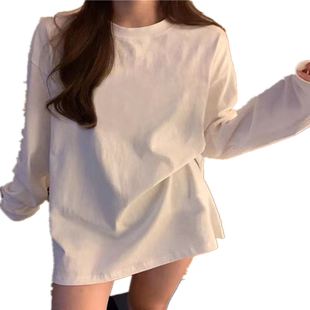 白色长袖t恤女2025秋季百搭宽松卫衣内搭打底衫秋装韩版短袖上衣