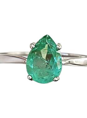 水滴祖母绿宝石镶嵌订婚女士戒指