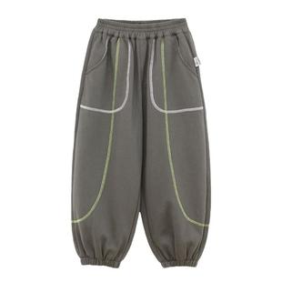 派町童装男童裤子儿童长裤卫裤秋冬款2025新款保暖加厚绒裤冬装潮