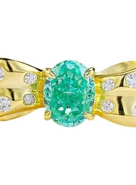 莫桑石蝴蝶结碧玺绿戒指