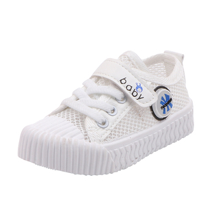 夏季儿童帆布鞋男童板鞋女童小白鞋镂空运动鞋透气网鞋宝宝饼干鞋