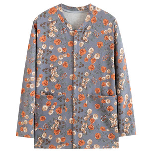 中老年女德绒秋衣印花老人开衫线衣妈妈打底薄款保暖内衣秋冬加肥