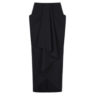 LYNEE x TORIL【维纳斯】设计感垂褶结构半裙 不规则黑色半身裙