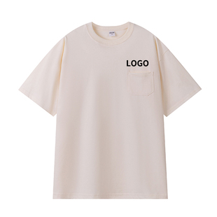 日系260g重磅纯棉口袋T恤定制印logo工作服团队服全棉休闲短袖diy
