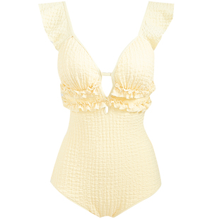 泳衣女比基尼连体小胸性感镂空露背绑带bikini纯欲海边泡温泉新款