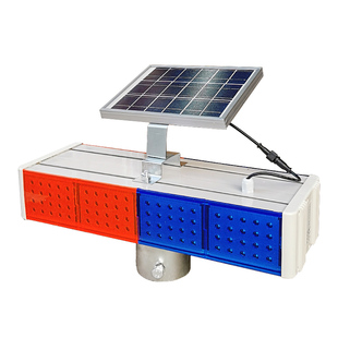 太阳能充电警示爆闪灯交通道路障强光路边红蓝频闪LED施工信号插