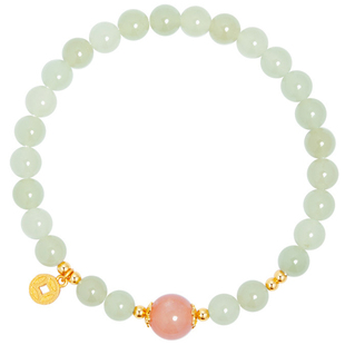 新中式天然和田玉S925纯银铜钱手链女招财转运太阳石手串国风礼物