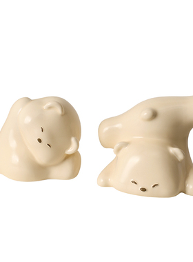 初见陶瓷暴力熊书挡装饰品摆件