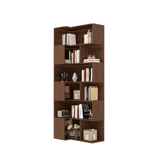 全实木书柜定制转角储物柜子胡桃橡木客厅到顶书架墙角落地置物架