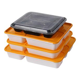 食堂五格打包快餐盒锁扣分格加厚高端多格外卖食品级便当饭店
