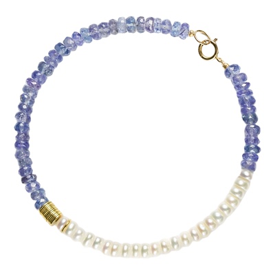 无同  蓝紫暮霭 坦桑天然珍珠k金手链