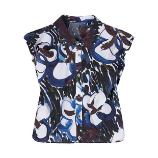 JNBY/江南布衣夏季女装衬衫女褶皱梅花宽松无袖衬衣女5O6210140