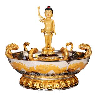 台湾手工鎏金银浴佛盆九龙吐水中大号太子佛寺庙佛诞节庆灌佛用品