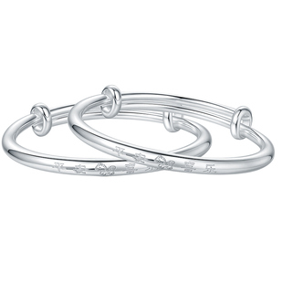 新生婴儿银手镯马宝宝出生见面礼小孩满月礼物足银实心银镯子银饰