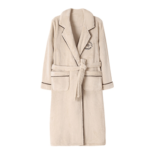 睡袍女士冬季珊瑚绒加厚加绒长款浴袍睡衣女款秋冬法兰绒冬款浴衣