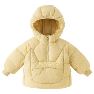 戴维贝拉女童短款羽绒服2026冬新款男童A类三防外套儿童连帽上衣