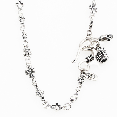 925纯银男女十字架皇冠骷髅项链