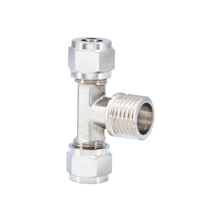 加厚铜镀镍三通快拧锁母T型变径PE6/8/10/12/14/16mm软管气管接头