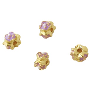 强保色18K包金烧蓝六字箴言玫瑰花隔珠隔片手串DIY景泰蓝首饰配件