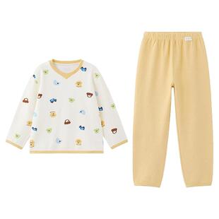 全棉时代年秋季新款儿童华夫格家居服男女孩宝宝纯棉睡衣裤套装