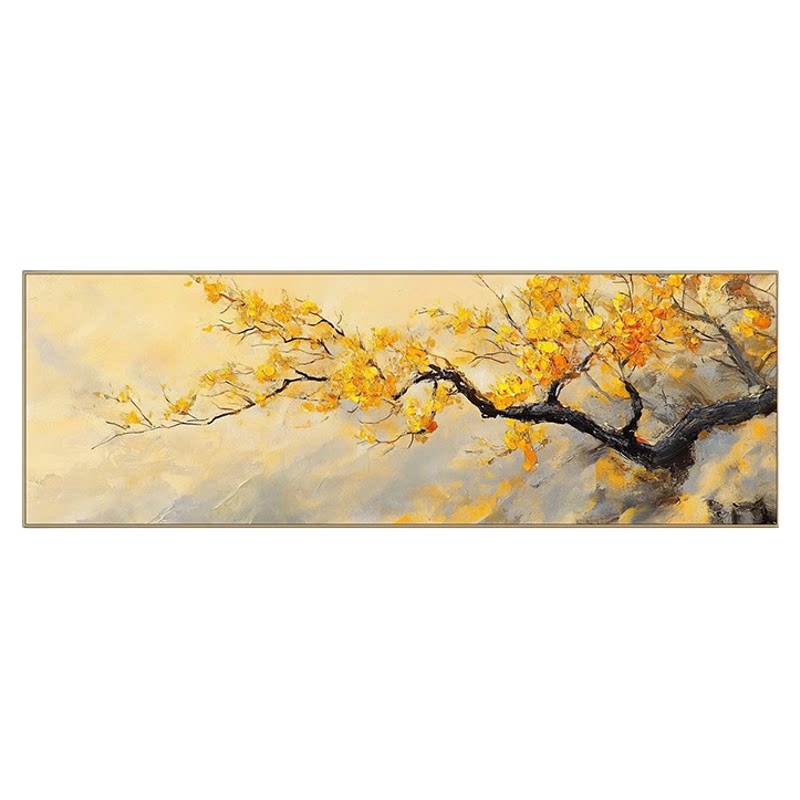 纯手绘油画发财树客厅挂画横版肌理装饰画别墅大芬村油画