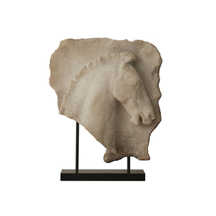 形上法式复古《壁间驹影》客厅玄关马头雕塑装饰品艺术中式摆件