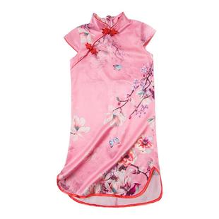 清仓微瑕女童真丝旗袍儿童桑蚕丝演出服装中国风连衣裙子汉服唐装