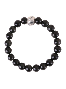 8mm天然黑曜石手链女黑耀石转运珠925银饰手串水晶复古饰品礼物