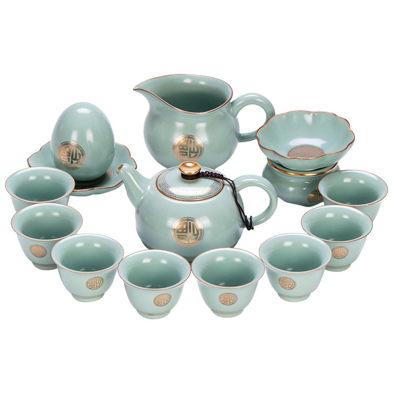 礼盒开片汝瓷客厅天青色功夫茶具