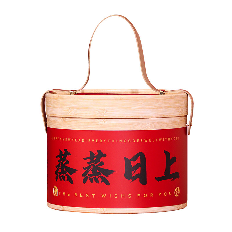 蒸蒸日上抱抱桶红色新年快乐手提