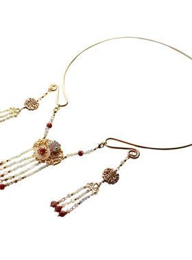 青雀原创婚礼红色景泰蓝璎珞项圈