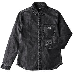 Lee标准版翻领工装风翻领黑色男长袖牛仔衬衫休闲潮LMT009060100