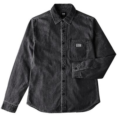 Lee工装风黑色男长袖牛仔衬衫