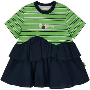 woobaby女童连衣裙软糖条纹毛怪儿童蓬蓬蛋糕裙子夏季宝宝洋气甜
