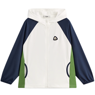 清仓【抗UV+】MQD童装男童户外防晒服夏撞色拼接图案连帽外套潮