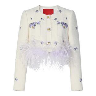 【金晨同款】lefame拉飞姆新中式小花刺绣呢料短外套