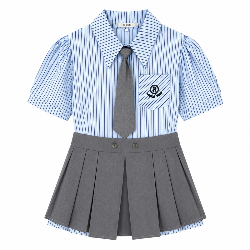 韩系学院风显瘦百褶裙套装女夏季