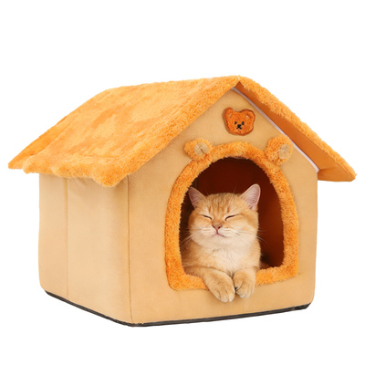 封闭式安全感保暖猫窝毛绒舒适