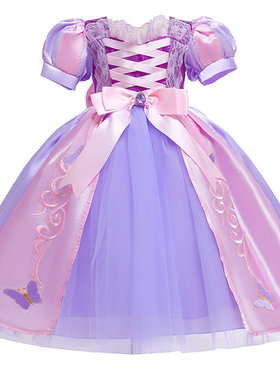爱莎紫色佩乐六一儿童装女童礼服