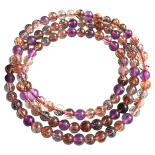 天然黑金超七手链多圈超七水晶手串女三圈超七水晶手链生日礼物