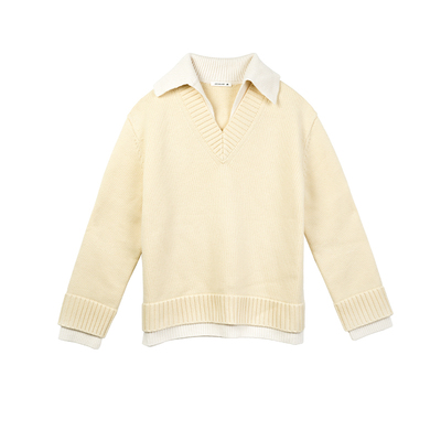 SURONG假两件V领厚款套头针织衫