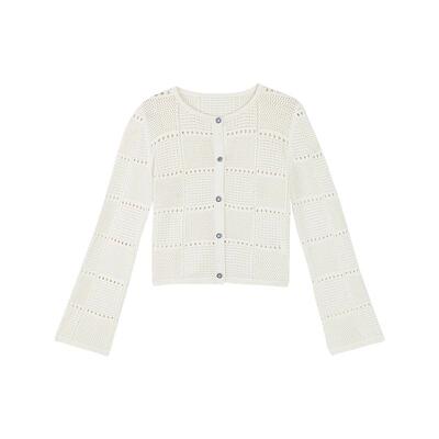 波西米亚 /MSLAN温柔淡人风 26春镂空肌理棉混针织开衫MGAW271