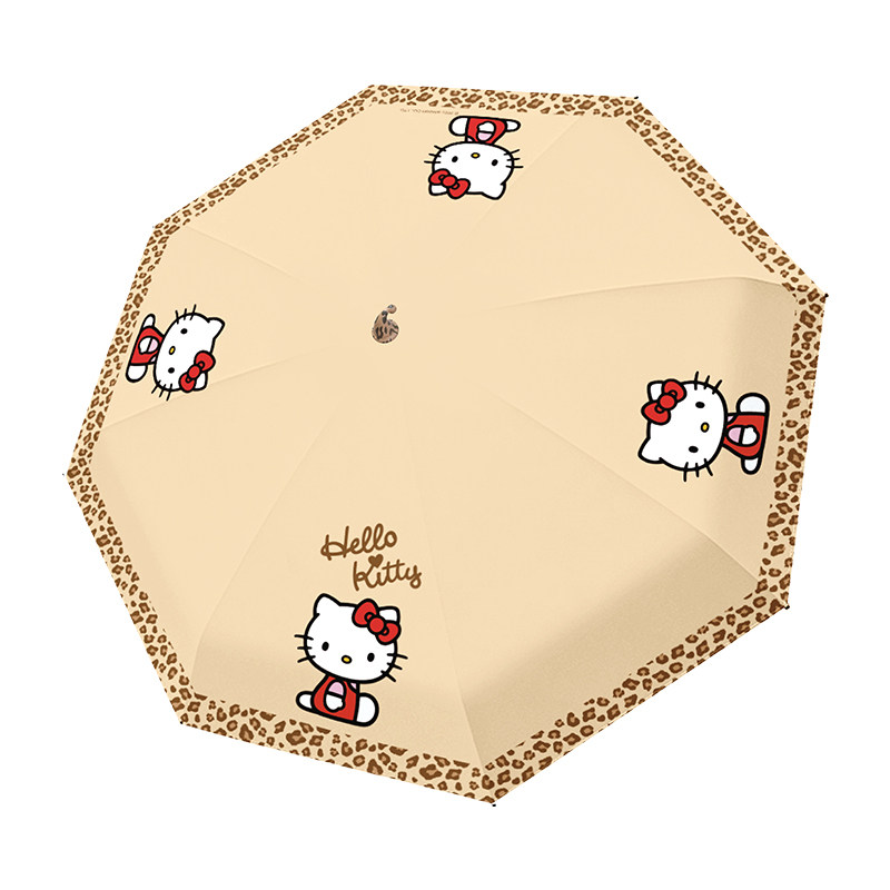 三丽鸥正版KT猫靴子雨伞豹纹三折
