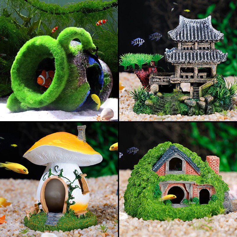 雷龙鱼相手蟹小丑鱼六角恐龙鱼躲避屋窝虾罐异型鱼繁殖罐鱼缸造景