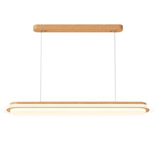 箭牌复古风胡桃木色餐厅吊灯2026新款中古风家用餐桌灯长条护眼灯