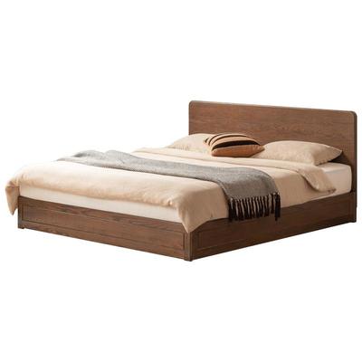 源氏木语现代简约橡木箱体床