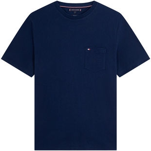 Tommy26春夏新款男装纯棉平纹针织简约贴袋休闲纯色合身短袖T恤