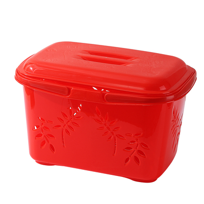 大红篮子双层带盖收纳篮手提篮