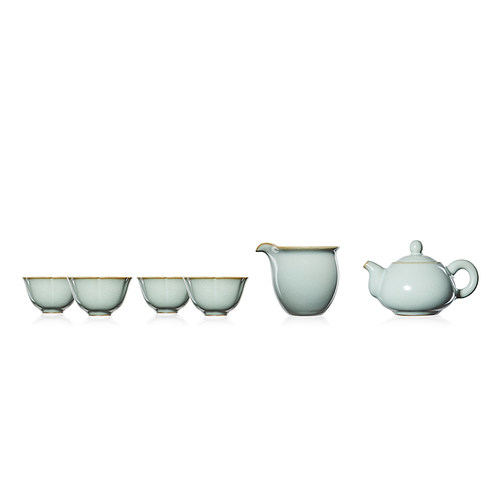 雅瓷 汝窑茶具套装家用功夫茶具喝茶陶瓷茶壶轻奢泡茶水平礼盒装