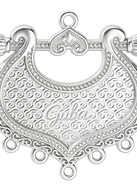 宋锦古典花纹合金镀银吊坠DIY手工壮锦饰品配件精致压襟挂件材料